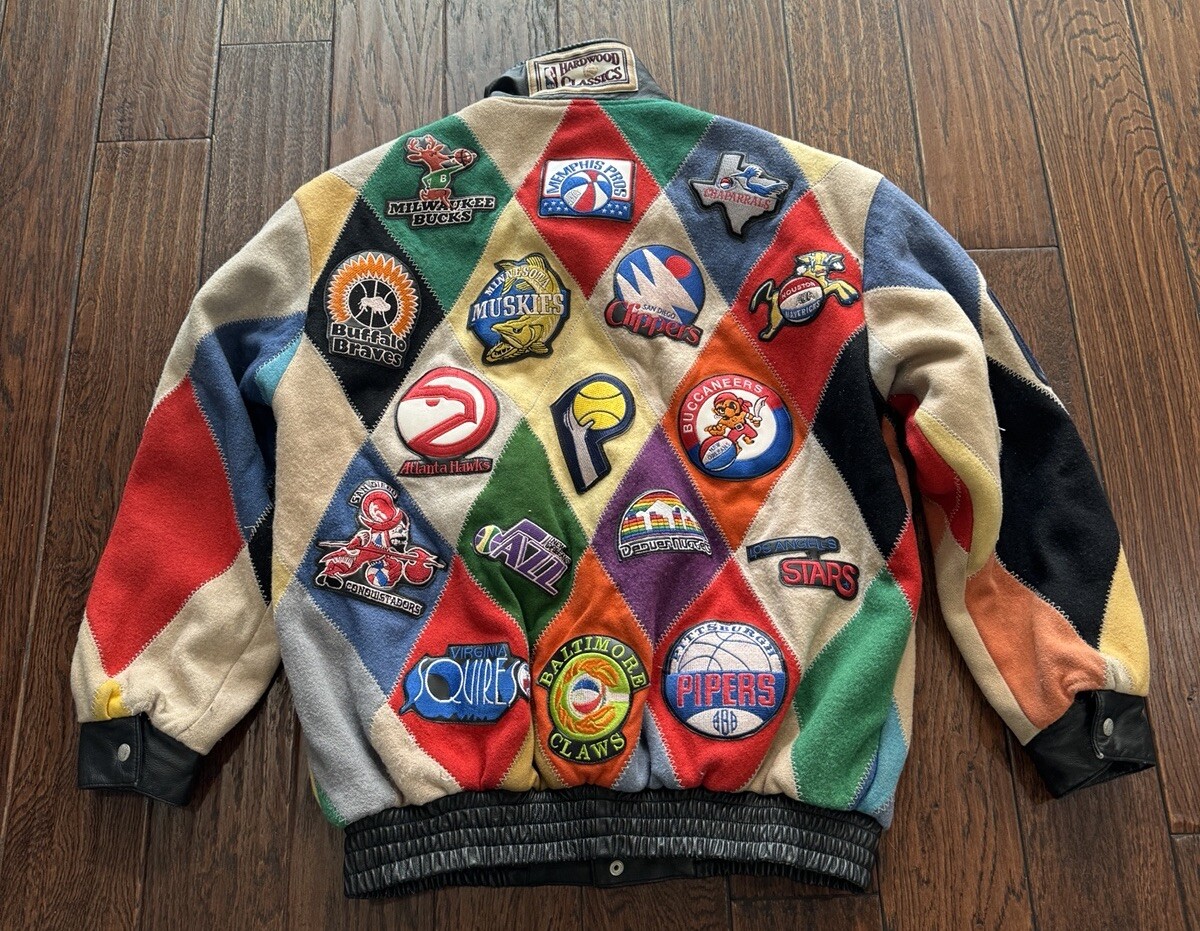 Vintage 90s JEFF HAMILTON Leather AND WOOL JACKET NBA TEAM