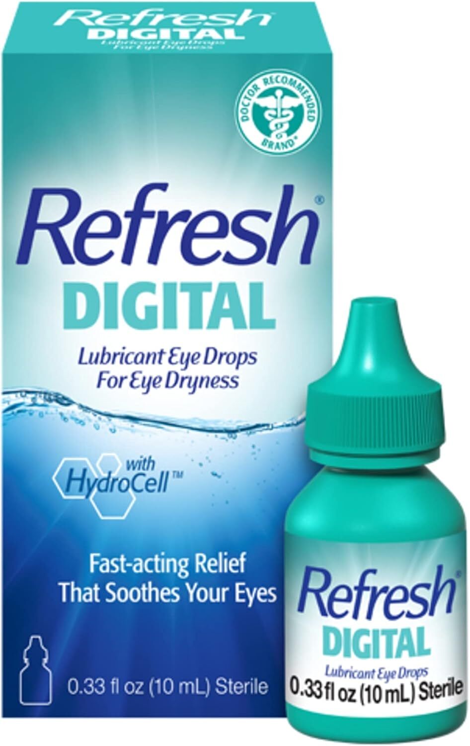 Gotas lubricantes digitales Refresh para los ojos, 0,33 fl oz (paquete de 1)
