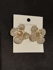 😍Amazing Quality Pink CZ Flower Sterling Silver Stud Earrings