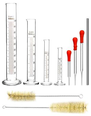 QWORK 4-teiliges Messzylinder Glas Set mit Glaspipetten und Zubehör