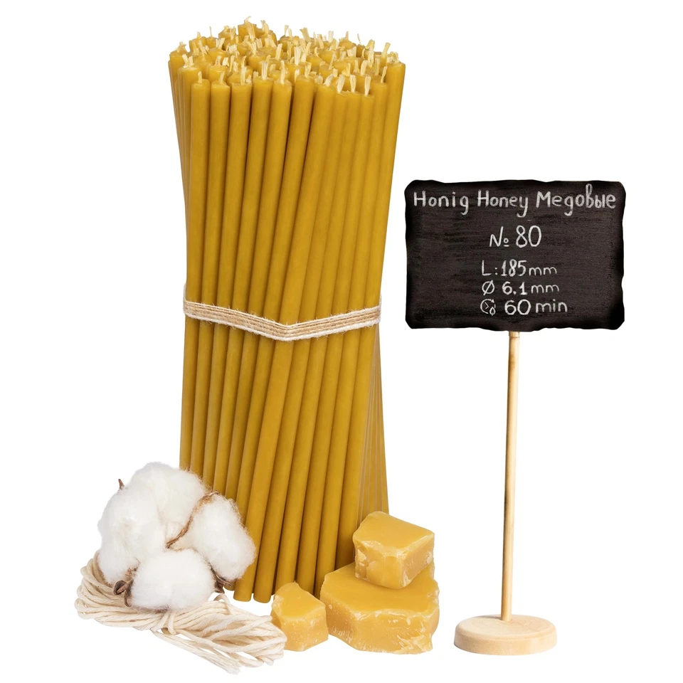 100 pieces Diveevo ecclesiastical beeswax candles №80 ritual candles honey 18.5 cm  - Image 2 of 4