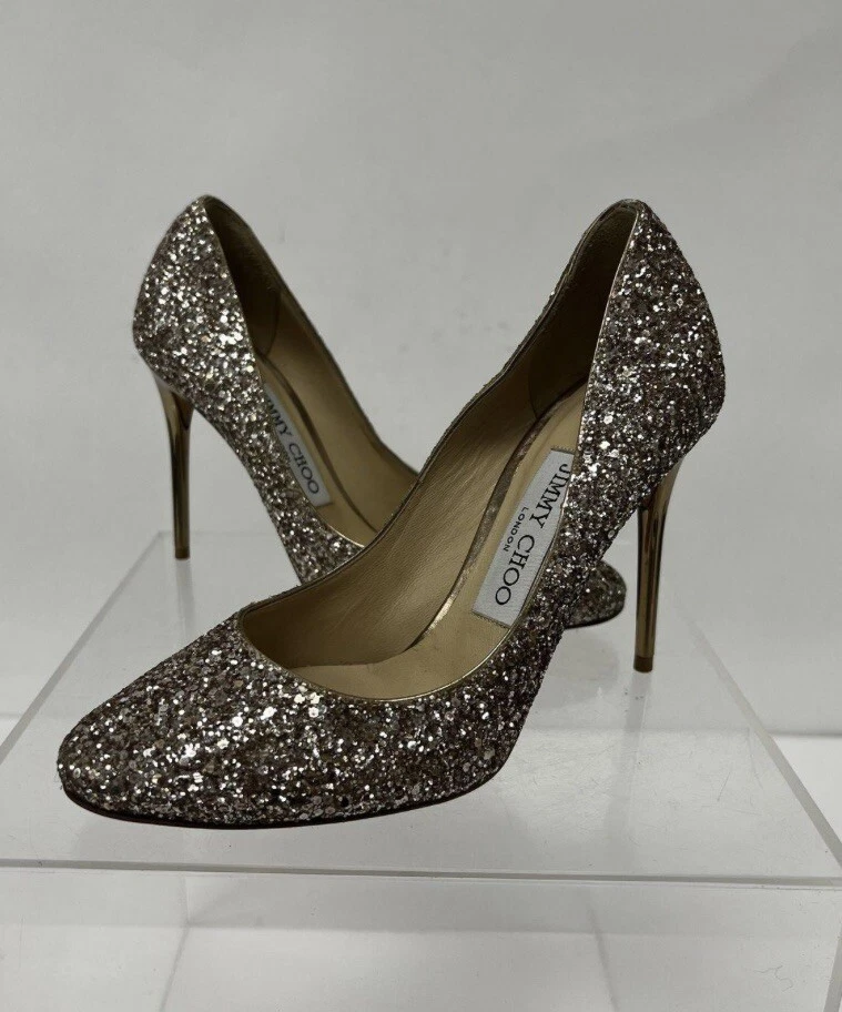 jimmy choo silver sparkly heels