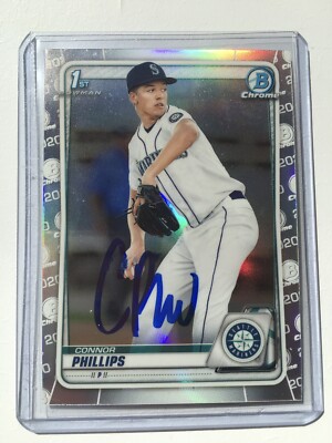 Signed Connor Phillips Bowman Chrome Draft 2020 Refractor Card BD-71 Autographed