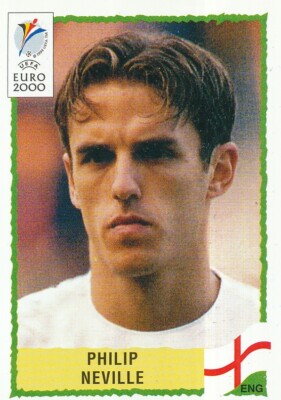 082 PHILIP NEVILLE # ENGLAND GREEN BACK STICKER PANINI UEFA EURO 2000