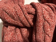 NWT J. Crew 100 Lambswool winter scarf White Red Melange 11x73