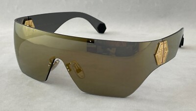 NEW PHILIPP PLEIN Sunglasses PLEIN HERO Logo Gold Monogram Mirror In BOX Philipp Plein PLEIN HERO SUNGLASSES SPP029 400G Gold/Mirror  main image 2