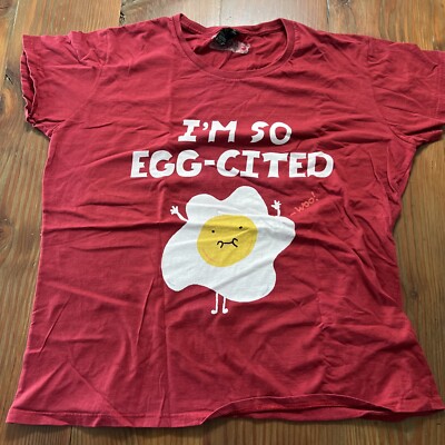 I m So Egg-Cited Funny Egg Pun Breakfast Lover Gift Ladies' Crewneck T-Shirt XL