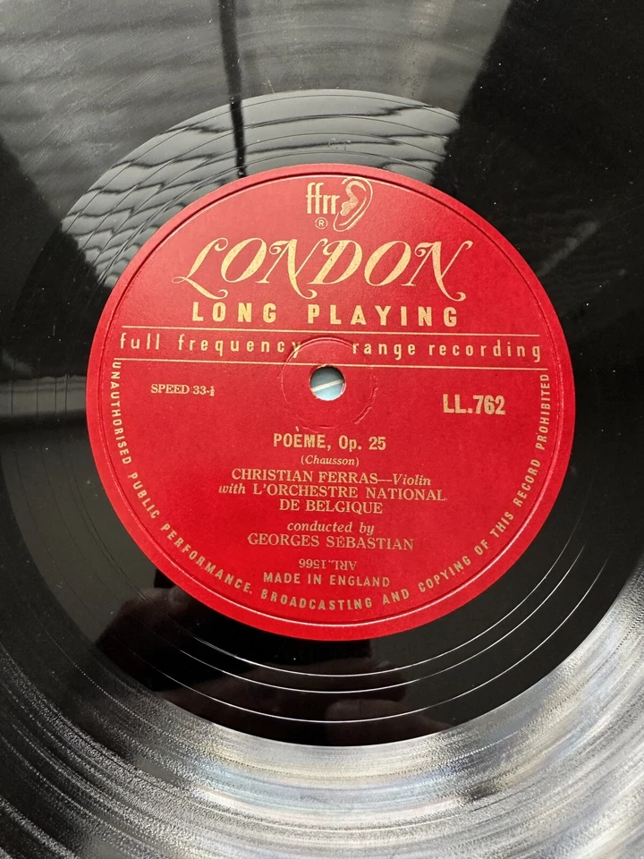 Ferras: Chausson Poème, Ravel Tzigane, Honneger Sonata - London LL-762, 1957 - Image 4 of 4