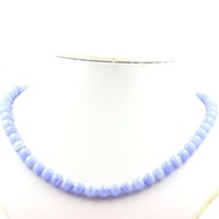 Halskette Perlen Achat Crazy Lace Blau 8 Mm Kette Aus Edelstahl
