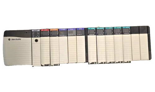 ALLEN BRADLEY CONTROLLOGIX 1756 13 SLOT CHASSIS COMPLETE PLC WITH MODULES