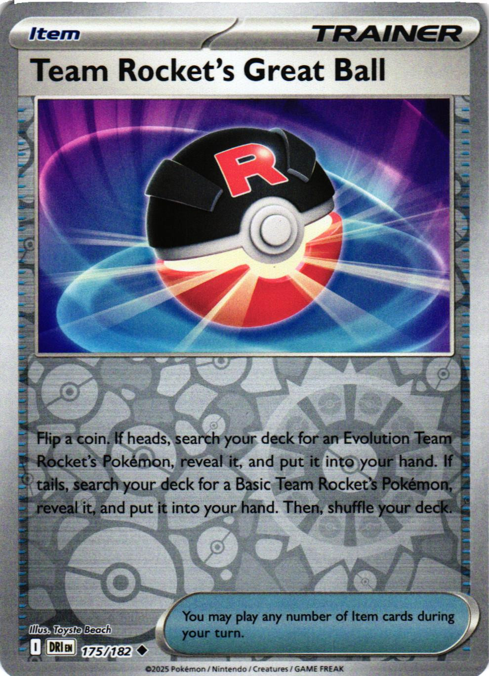 Pokémon TCG Team Rocket's Great Ball 175/182 Destined Rivals Reverse Holo NM