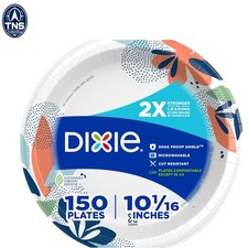 Large 10 Inch Paper Plates 150 Pack Disposable Microwave Safe Soak-Proof 2X S...
