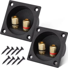 2PCS 2.2 Inch Square 2-Way Speaker Box Terminal Cup with Banana Plugs, Screw Typ