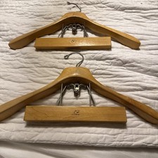 Setwell Wood Suit Shirt And Pants Hangers Set Of 2 Vintage Sturdy Strong Clamp