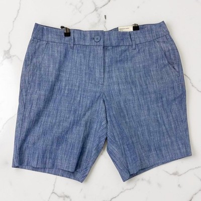 LOFT Women´s Bermuda Short Petite Blue Cotton Spandex Pockets Sz 14P 