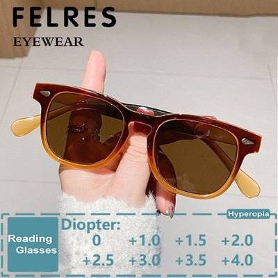 Classic Oval Tinted Reading Glasses Men Women Outdoor Shade Presbyopic Glasses