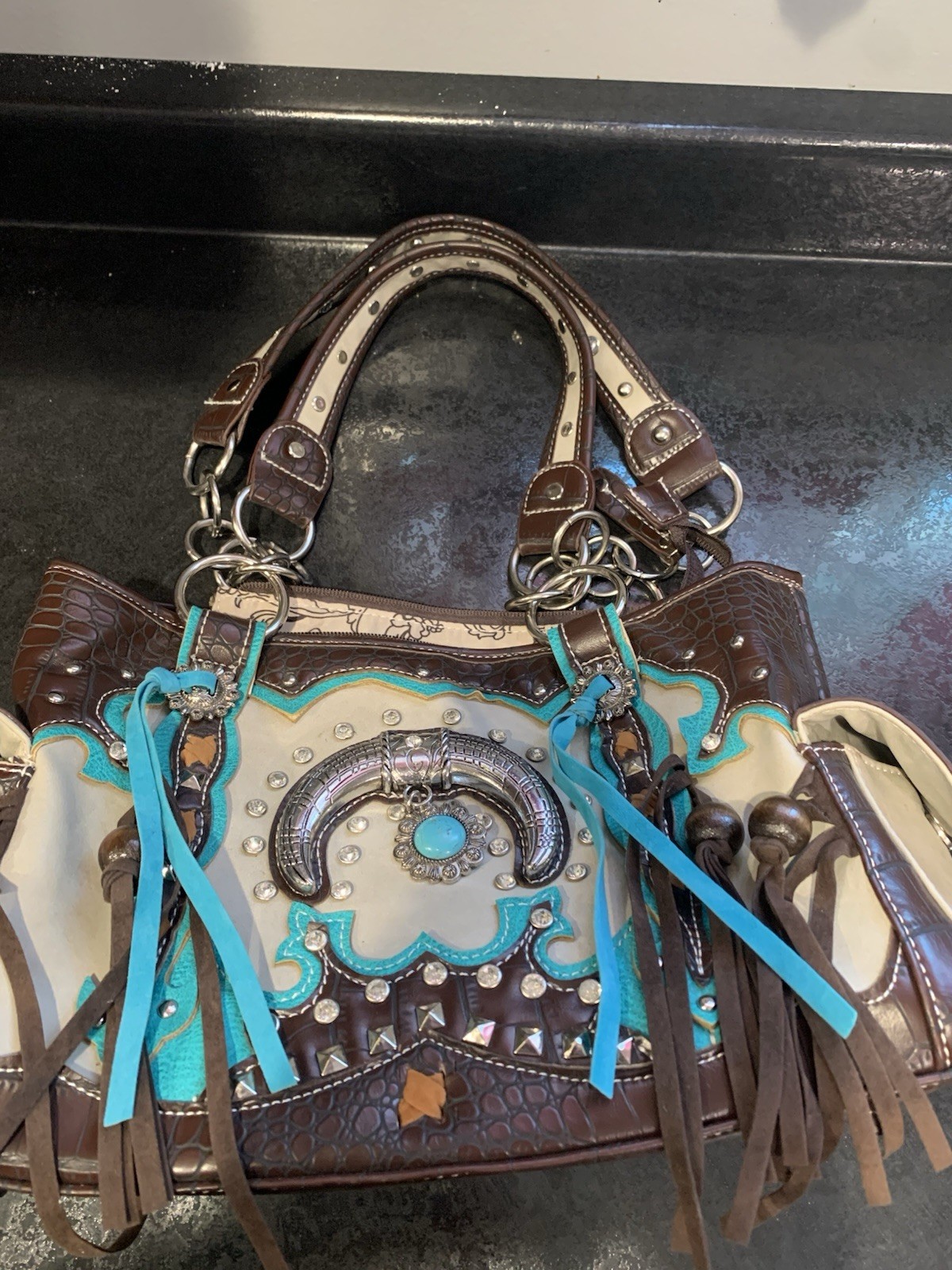 Western-Style Fringe Crossbody Handbag Women Carry Purse Shoulder Bag