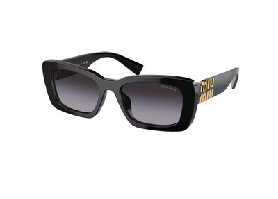 MIU MIU MU 07YS SONNENBRILLE (1AB5D1) rechteckig Acetat schwarz graue Gläser