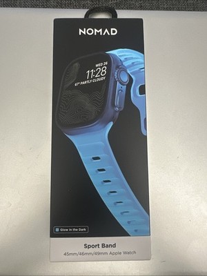 Nomad - Sport Band - 45mm/46mm/49mm | Icy Blue Glow In The Dark Apple Watch