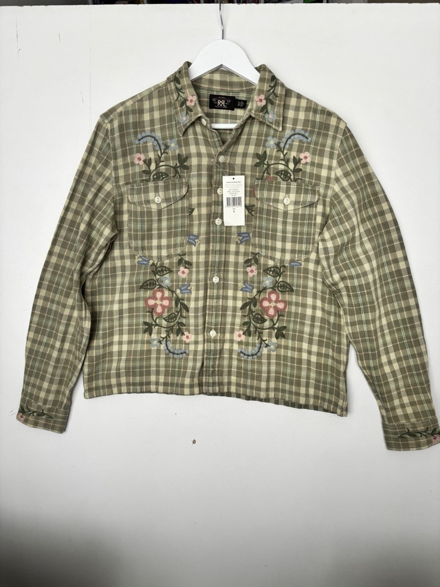 RRL Ralph Lauren Double RL Embroidered Plaid Shirt Women's Size 4