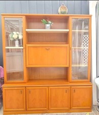 Freestanding Brown Wood & Glass Display Cabinet, 6 Glass Doors, 1 Shelf 60x50x40