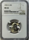 1953-S Washington Silver Quarter 25C – NGC MS66 – Choice Gem Mint State