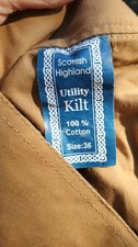 Vtg ORIGINAL Scottish Highland Utility Kilt Khaki.mens 36