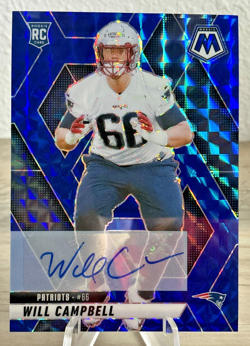 2025 Panini Mosaic WILL CAMPBELL #42/99 Blue AUTO Color Match RC Patriots #378