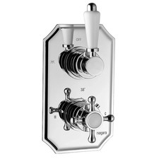Traditional Concealed Shower Valve Thermostatic Lever/Cross Handle Twin Outlet