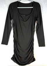 Shien Women's Dress Ruched Sides Bodycon Long Sleeve Stretch Black Size L NWOT