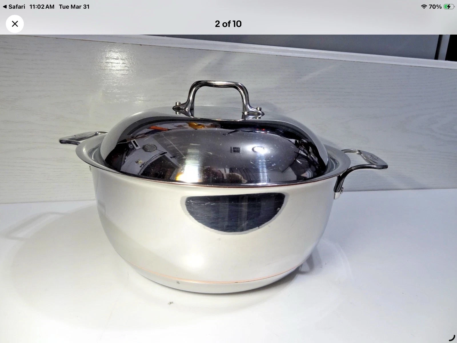 Rare Discon. All-Clad Copper Core Stainless Steel Dutch Oven, 7 qt Rounded Sides