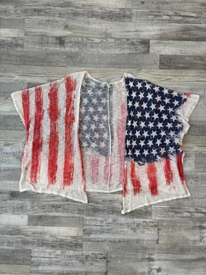 Moa Moa USA Flag Print Lightweight Cardigan Size 1X Shrug, America, July 4th G1