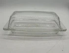 PYREX Clear Glass Covered Butter Dish Top & Base 72-B USA Vintage Kitchen Retro