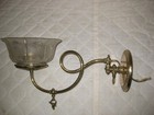 ANTIQUE SOLID BRASS GAS SWIVEL Wall Light Sconce w/ Antique  GLASS SHADE Wired — photo 1