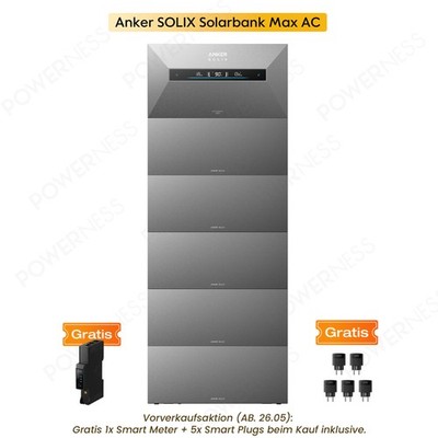 Anker SOLIX Solarbank Max AC 7kWh Speicher für Balkonkraftwerk mit Smart Meter