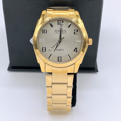 Jones New York Mens Wristwatch 3ATM Gold Tone All Stainless Steel