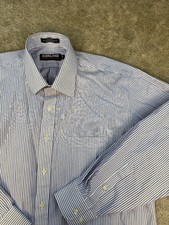 Kirkland Signature Mens Size 17 34 Non Iron Long Staple Cotton Dress Shirt B458