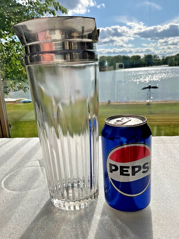 Mezclador de bebidas de vidrio grande de alta resistencia MCM retro 24 OZ  Labio de hielo de aluminio Foto 2 de 4