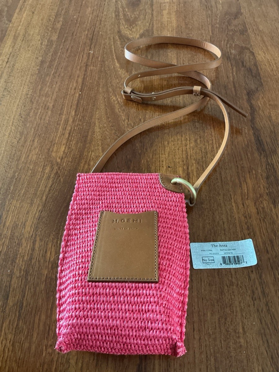 M. GEMI MADE IN ITALY THE ANNA PINK CORAL RAFFIA MINI CROSSBODY