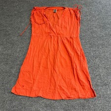 Lauren Ralph Lauren Dress Womens Size M Orange Cotton V-Neck Tie Shoulder Mini