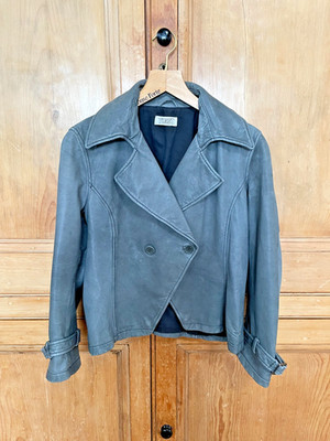 TOAST Butter Soft Leather Jacket Elephant Grey - Fitted - Size UK 12