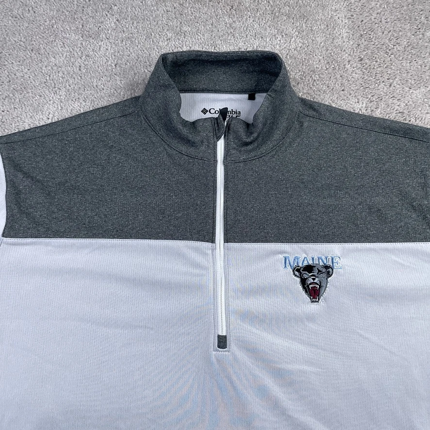 Suéter masculino Maine Black Bears XL cinza Columbia golfe desempenho zíper pulôver - Imagem 2 de 4