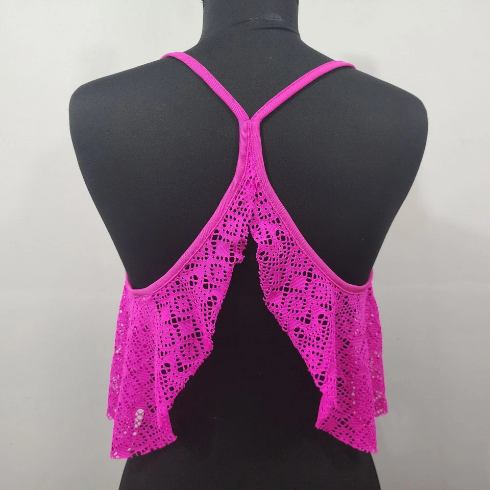 Camiseta sin mangas ROSA Victoria's Secret espalda abierta rosa malla transparente ligera talla M Foto 4 de 4