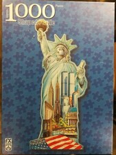 FX Schmid Statue of Liberty Shaped Puzzle Twin Towers 1000 Pieces pre owned 