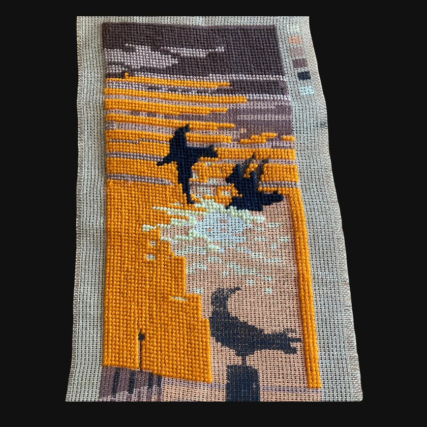 Partially Worked Tapestry Needlepoint Canvas Seabirds At Sunset 44 x 14cm LL702  - Image 2 of 4