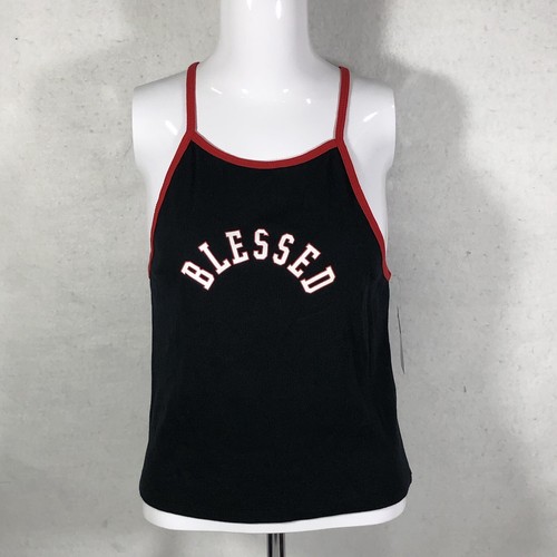Blessed Tank Top Shirt Women's XL Black Red Spaghetti Strap New