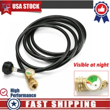12 FT Propane Extension Hose with Gauge for 100Lb Propane Tank Also for RV Gas