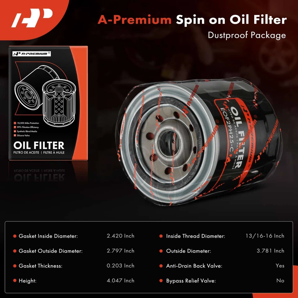 Filtro de óleo do motor para Chevrolet C10 GMC C15 Suburban Buick 10K milhas de proteção - Imagem 2 de 4