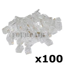 100 Pack - RJ12 6P6C CAT3 Cable Telephone Crimp-On Connector Modular Plug Ends