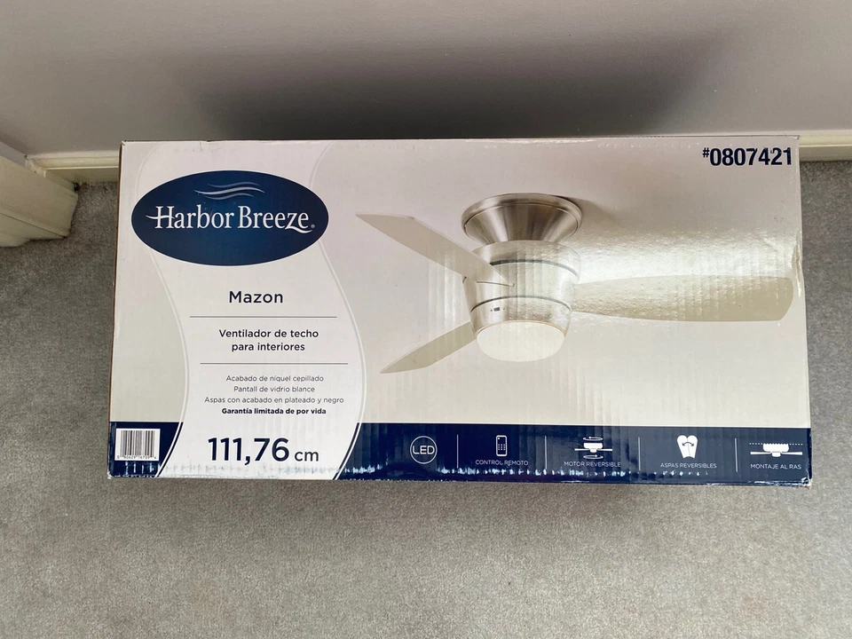 Harbor Breeze Mazon 44-in Brushed Nickel Flush Mount Indoor Ceiling Fan 0807421 - Image 3 of 4